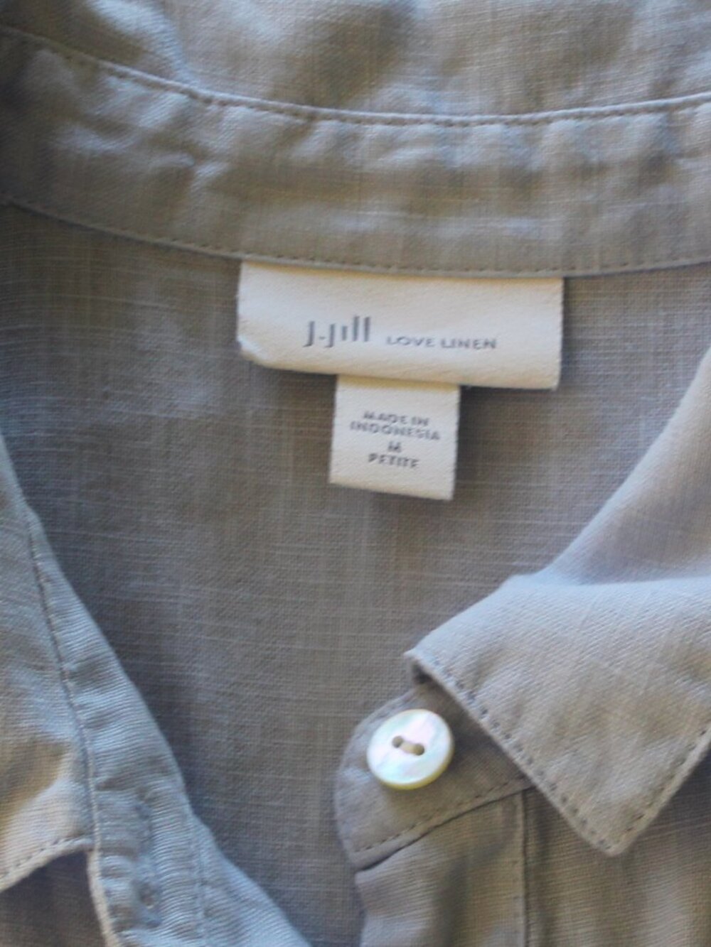 NWOT J.Jill 100% Linen Button Front Short Sleeve Dress w/ Pockets Light Blue Med - Picture 6 of 11